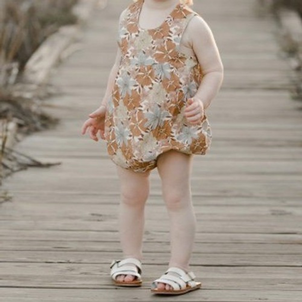 Rylee + Cru June Bubble Romper‎ Toddler Girl 2/3 Safari Floral Linen Resortwear